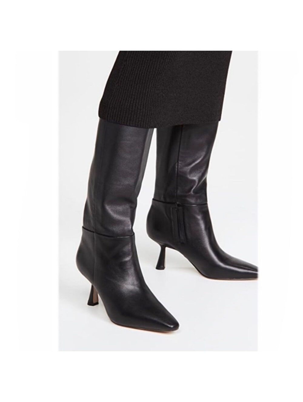 Sam Edelman Samira retro inspired Black Leather Mid Calf  Boots Size 7